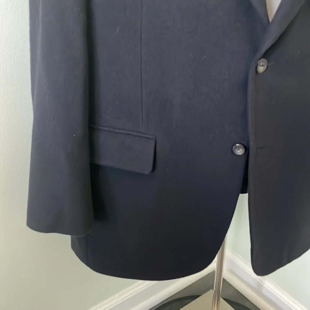 Jos A Bank Camel Hair Sportcoat Jacket Blazer Single Breasted Navy Blue Men 43R